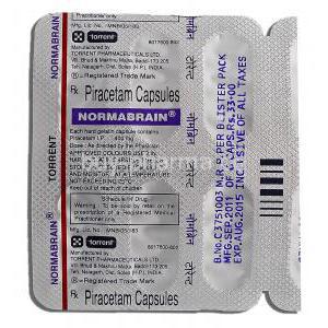 Normabrain, Generic Nootropyl, Piracetam 400mg, Strip