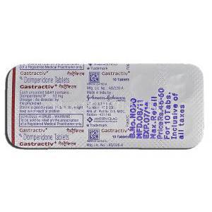 Gastractiv, Generic Motilium, Domperidone, 10mg, Tablet, Strip description