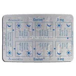 Exelon, Rivastigmine Hydrogen Tartrate, 3 mg, Strip description