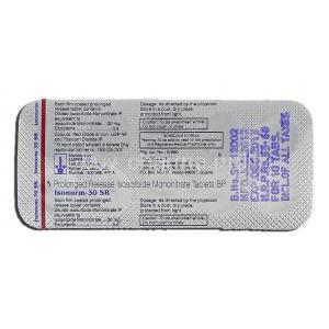 Isonorm-30 SR, Generic Imdur, Isosorbide Mononitrate, 30 mg, Strip description