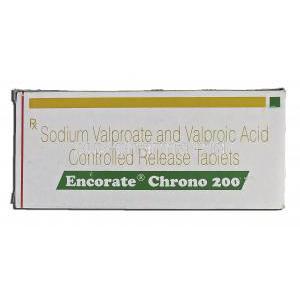 Encorate Chrono 200, Generic Depakote, Generic Epilim, Sodium Valproate and Valproic Acid Controlled Release, Box