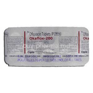 Okaflox-200, Generic Floxin, Ofloxacin, 200 mg, Strip description