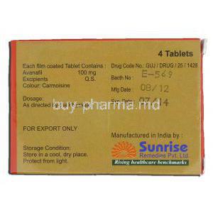 Avana-100, , Avanafil, 100 mg, Box description