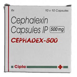 Cephadex-500, Generic Keflex, Cephalexin, 500mg, Box
