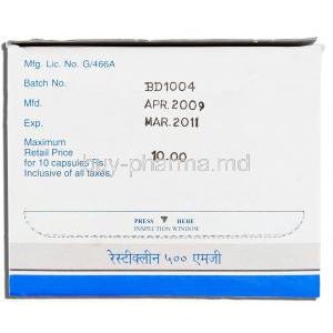 Resteclin, Generic  Achromycin,  Tetracycline 500 Mg Capsule (Piramal)