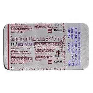 Tufacne-10, Generic Accutane, Isotretinoin, 10 mg, Strip description