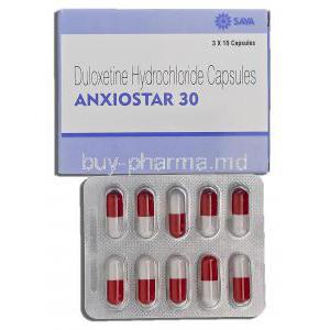 Anxiostar 30, Generic Cymbalta, Duloxetine Hydrochloride, 30mg, Capsule