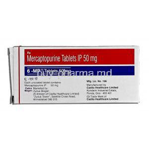 6MP, Generic Purinethol, Mercaptopurine, 50 mg, Box description
