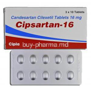Cipsartan-16, Generic Atacand, Candesartan Cilexetil, 16mg, Tablet