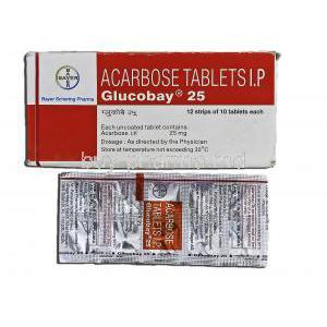 Glucobay 25, Acarbose, 25mg, Tablet