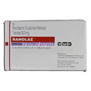 Ranolaz, Generic Ranexa, Ranolazine Sustained Release, 500mg, Box