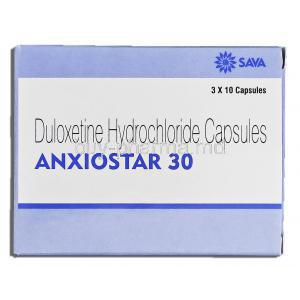 Anxiostar, Generic Cymbalta, Duloxetine, 30mg, Box