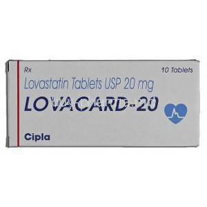 Lovacard, Generic Mevacor, Lovastatin, 20mg, Box