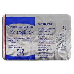 Nootropil, Piracetam, 1200mg, Strip description