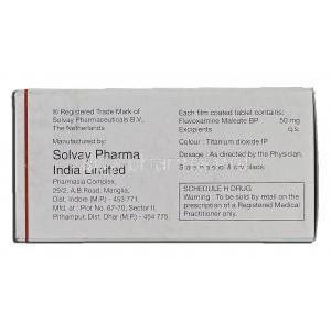 Uvox, Generic Luvox, Fluvoxamine Maleate, 50mg, Box description