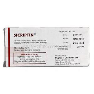 Sicriptin, Bromocriptine Mesylate 2.87mg Box Description