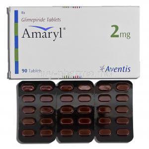 Amaryl, Glimepiride 2mg, Box and Strip