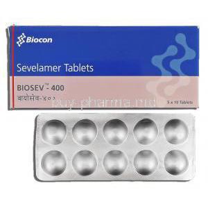 Biosev, Sevelamer HCL 400mg, Box and Strips