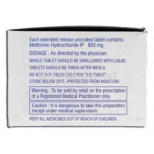 Riomet OD, Metformin ER, 850mg, Tablet, Box Description