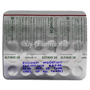 Eltibio 50, Anhydrous Thyroid Sodium 50mcg, Strip Description