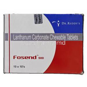 Fosend 500, Lanthanum Carbonate Chewable, 500mg, Box