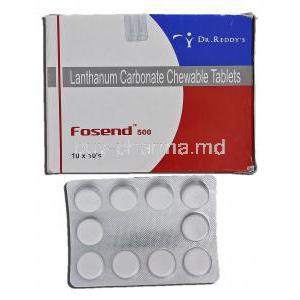 Fosend 500, Lanthanum Carbonate Chewable, 500mg, Tablet