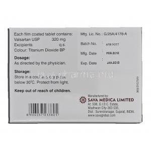 Valsava, Generic Valent, Valsartan, 320 mg, Box description