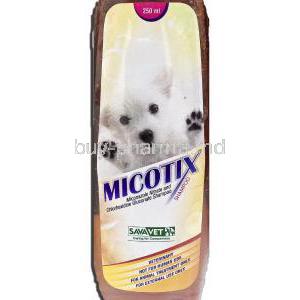 Micotix Shampoo, Malaseb, Chlorhexidine Gluconate and Miconazole nitrate, 250ml, Shampoo bottle