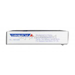 Cabgolin 0.5, Generic Dostinex, Cabergoline, 0.5mg Box Manufacturer