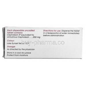 Cephadex-250 DT, Generic Keflex, Cephalexin, 250 mg Box Description