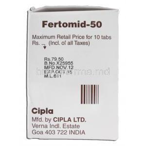 Fertomid-50,Generic Clomid or Serophene, Clomifene,50mg Box and Expiry