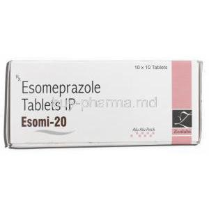 Esomi-20, Generic Nexium, Esomeprazole 20mg Box