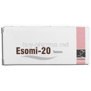 Esomi-20, Generic Nexium, Esomeprazole 20mg Box Back