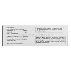 Eritel 80, Generic Micardis, Telmisartan, 80mg Box Description