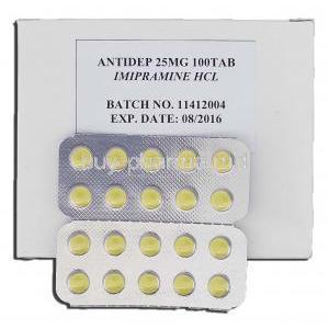 Antidep 25, Generic Imipramine Hydrochloride, Imipramine 25mg tablet