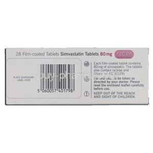 Simvastatin Tablets, Generic  Zocor, Simvastatin 80mg Box Information