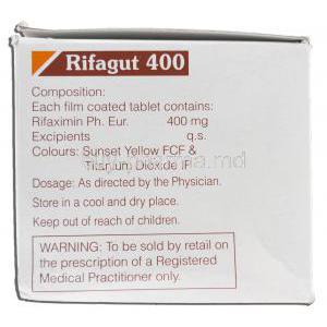 Rifagut 400, Generic Xifaxan, Rifaximin 400mg, Box Description