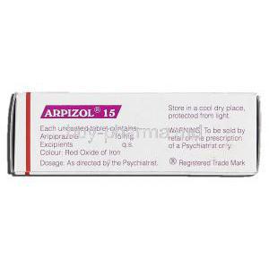 Arpizol 15, Generic Abilify, Aripiprazole 15mg, Box description