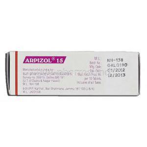 Arpizol 15, Generic Abilify, Aripiprazole 15mg, Sun Pharma manufacturer