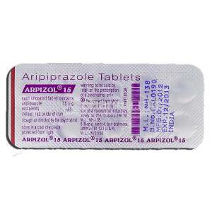 Arpizol 15, Generic Abilify, Aripiprazole 15mg, Strip description