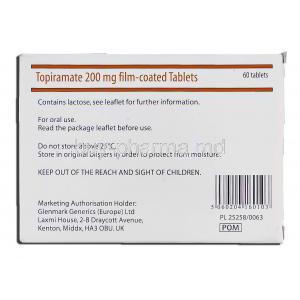 Topiramate, Generic Topamax, Topiramate 200mg, Box description