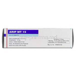 Arip MT 15, Generic Abilify, Aripiprazole 15mg, Box description