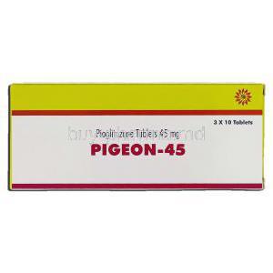 Pigeon 45, Generic Actos, Pioglitazone 45mg, Box