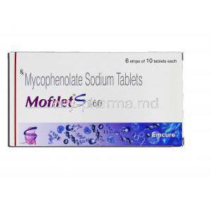 Mofilet S 360, Generic Myfortic, Mycophenolic 360mg, Box