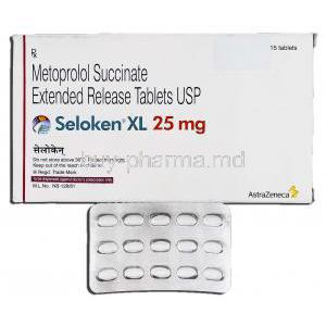 Seloken XL 25mg, Generic Lopressor Toprol XL, Metoprolol XR 25mg Tablet