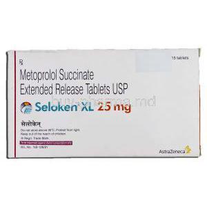 Seloken XL 25mg, Generic Lopressor Toprol XL, Metoprolol XR 25mg Box