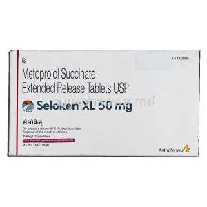 Seloken XL 50mg, Generic Lopressor Toprol XL, Metoprolol XR 50mg Box