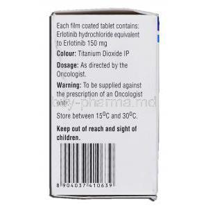 Erlonat 150, Generic Tarceva, Erlotinib 150mg, Box description