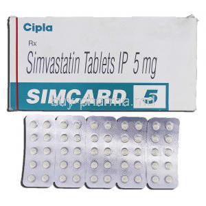 Simcard 5, Generic Zocor, Simvastatin 5mg