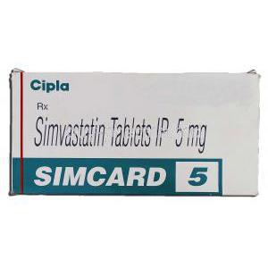 Simcard 5, Generic Zocor, Simvastatin 5mg Box